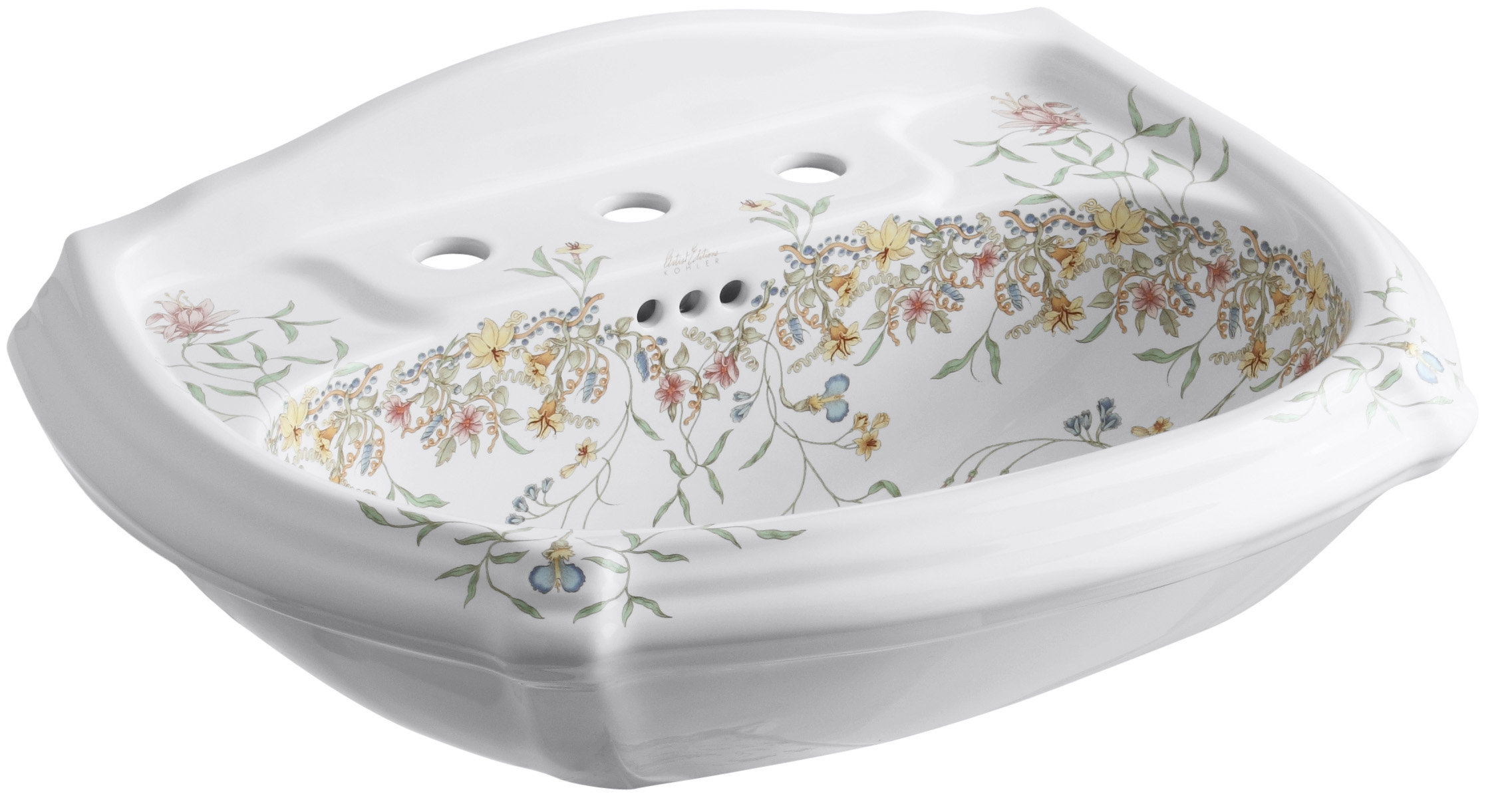 Kohler English Trellis Ceramic 27" Pedestal Bathroom Sink with Overflow ...